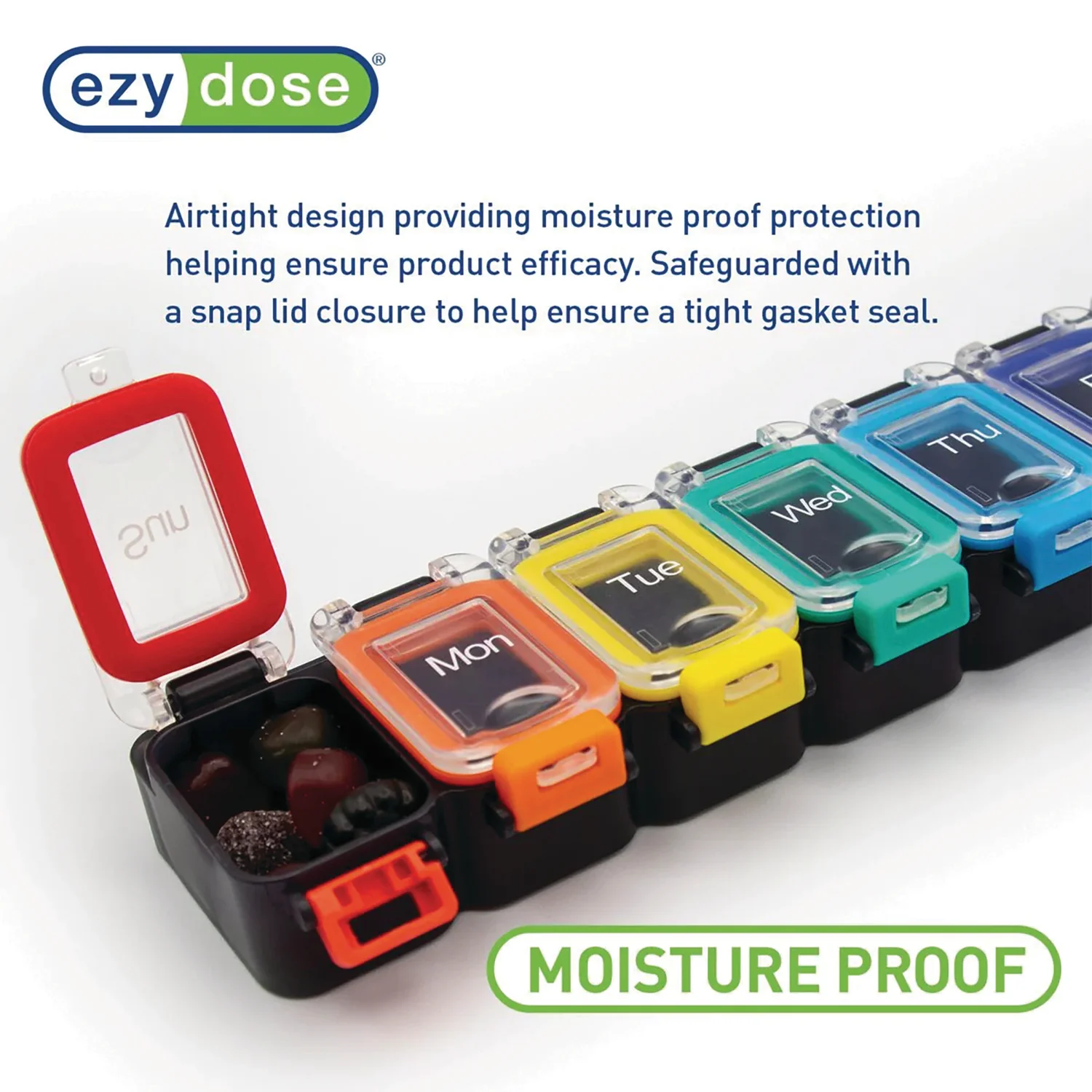 Ezy Dose Pill Planner Weekly Waterproof Rainbow - Image 2