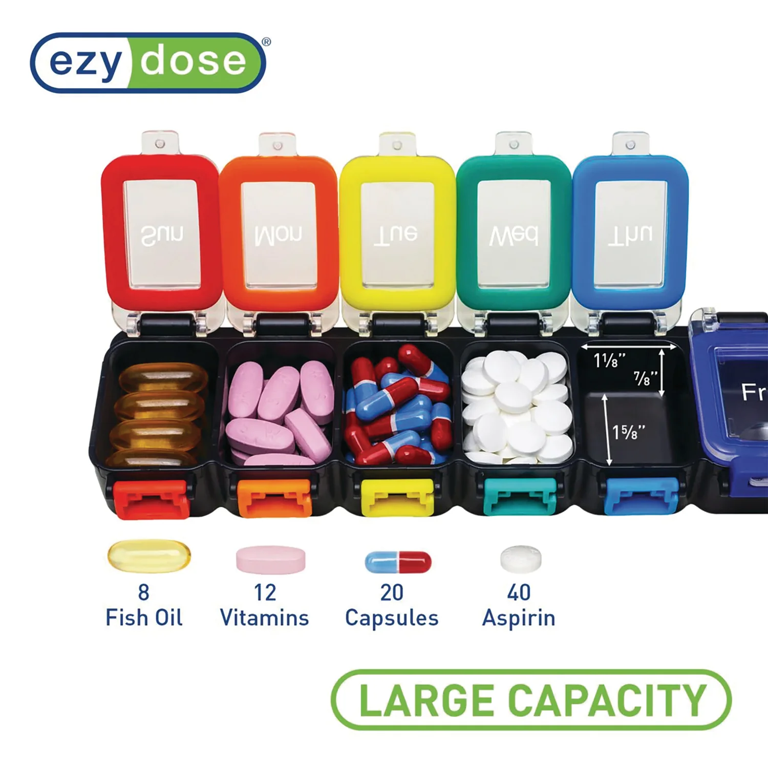 Ezy Dose Pill Planner Weekly Waterproof Rainbow - Image 3