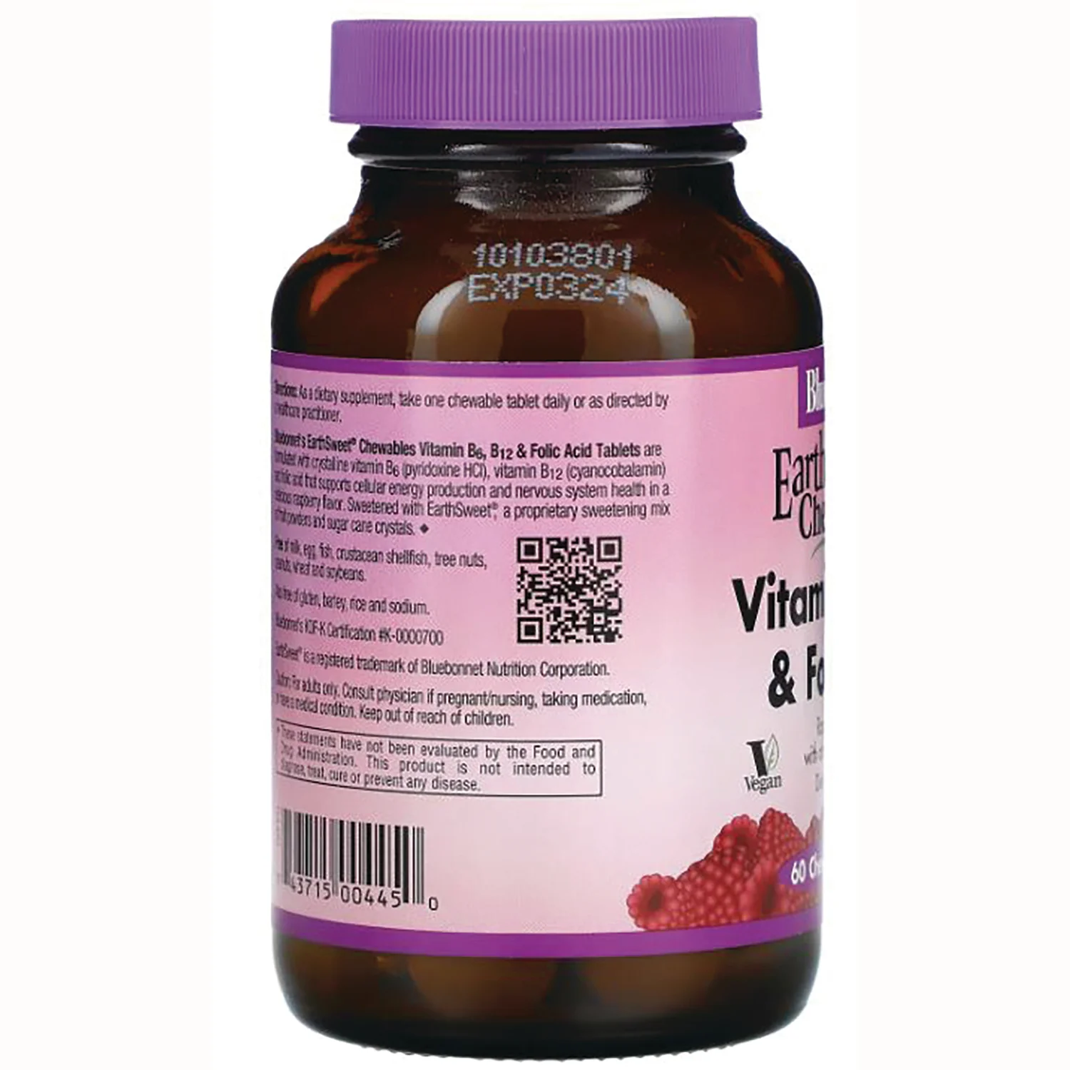 EarthSweet Chewables Vitamin B6, B12 & Folic Acid- Raspberry - Image 3