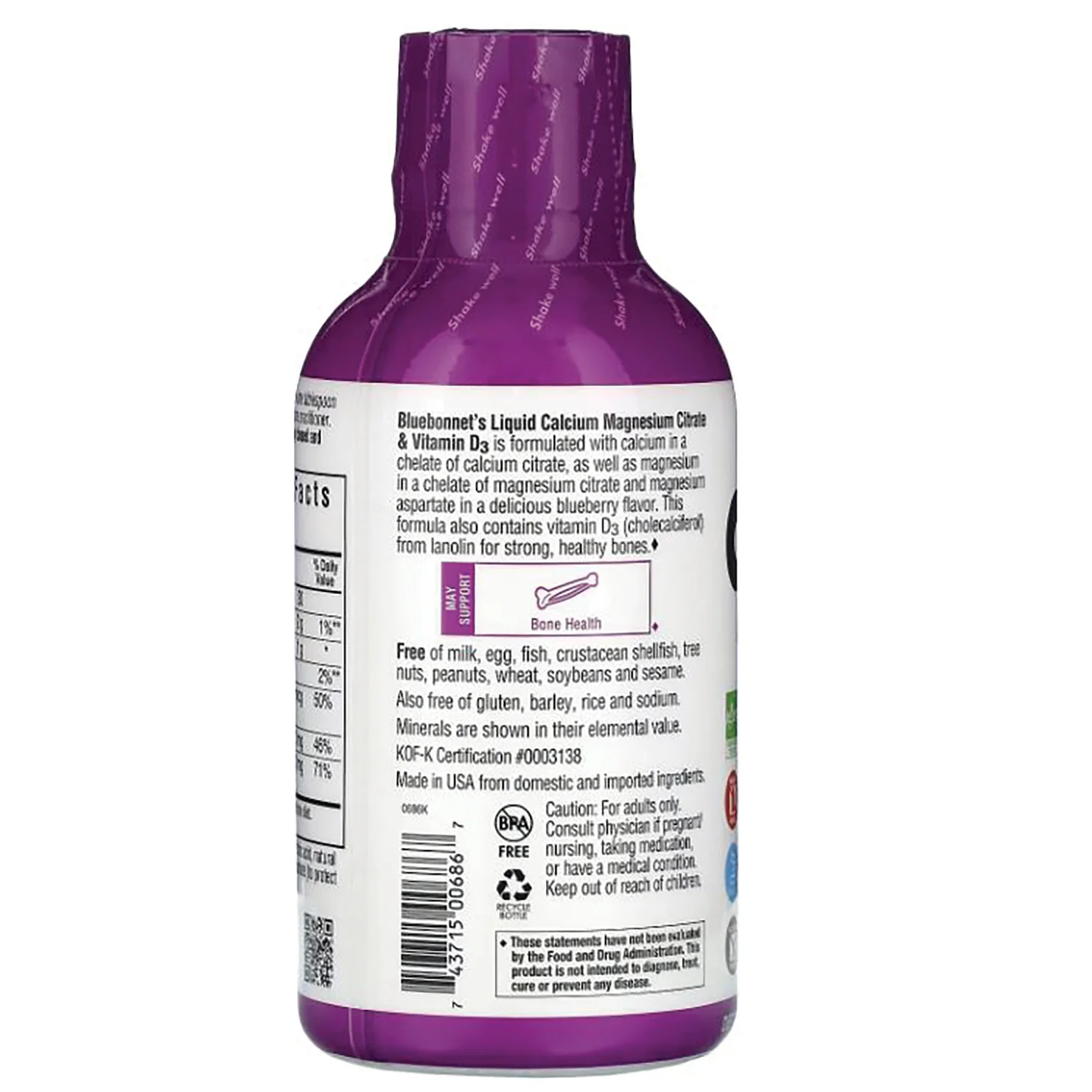 Liquid Calcium Magnesium Citrate & Vitamin D3 - Blueberry - Image 3