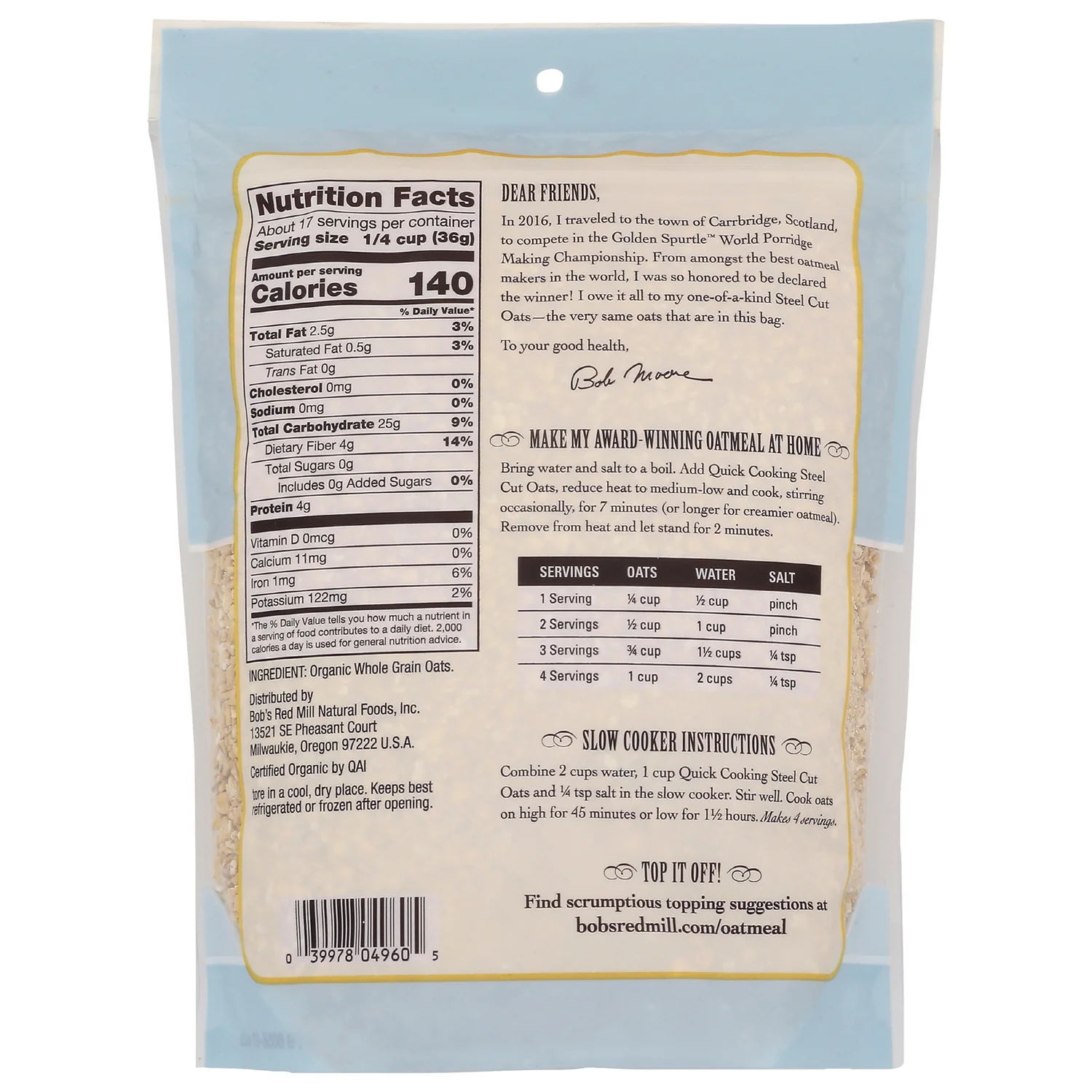 Organic Quick Cooking Steel Cut Oats - Image 2