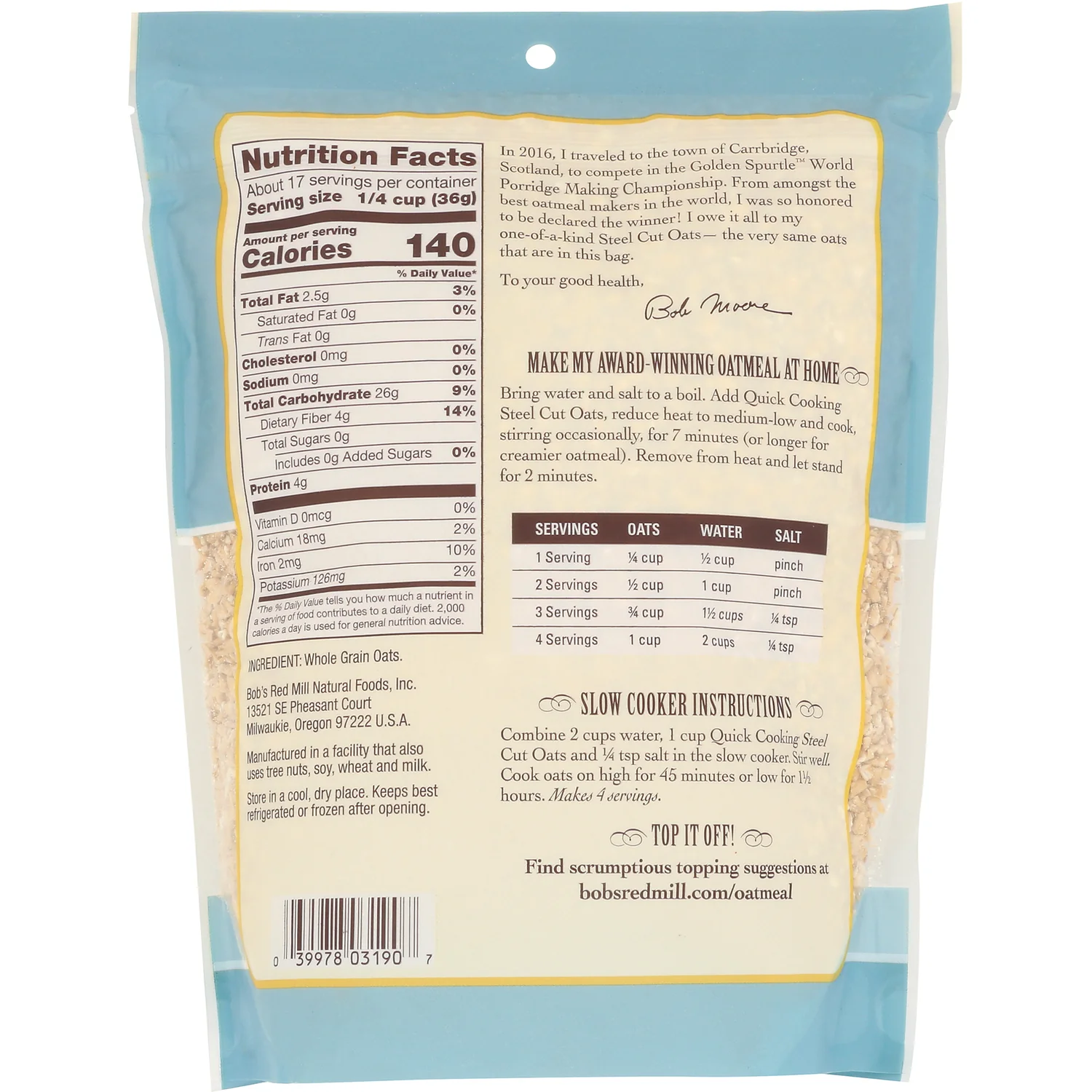 100% Whole Grains Quick Cooking Steel Cut Oats - Image 2