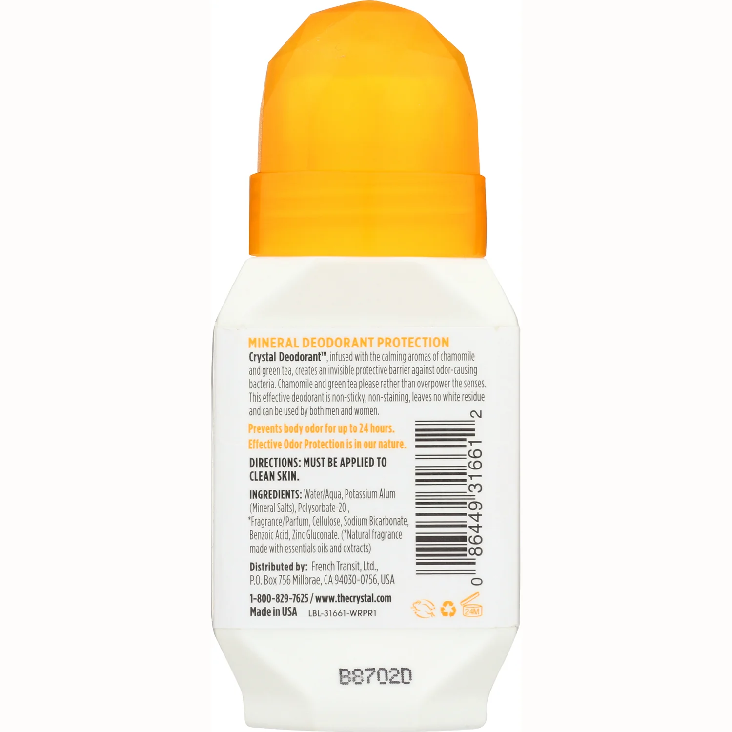 Mineral Deodorant Roll-On - Chamomile & Green Tea - Image 2
