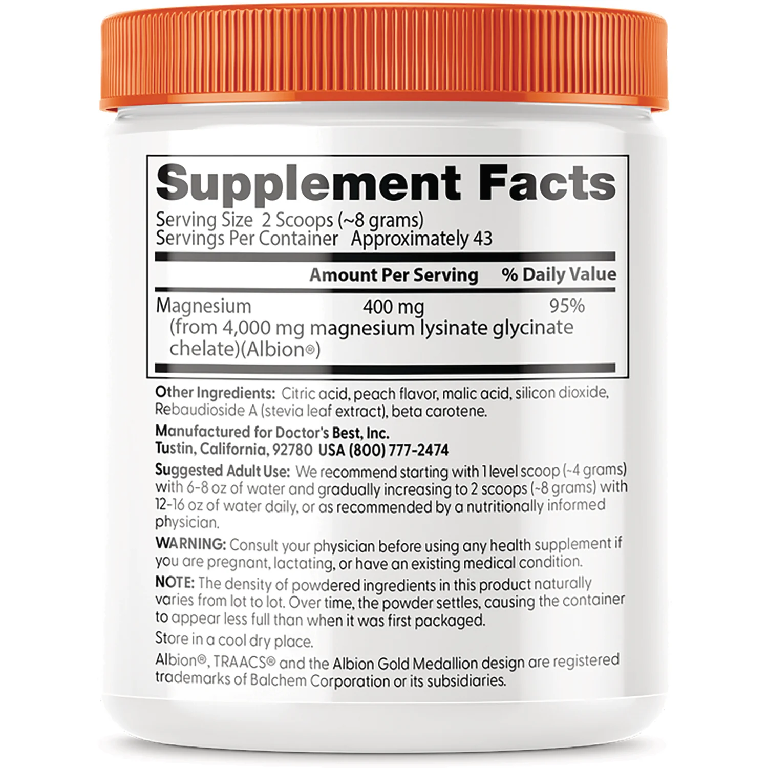 High Absorption Magnesium Powder Lysinate Glycinate- Sweet Peach - Image 2