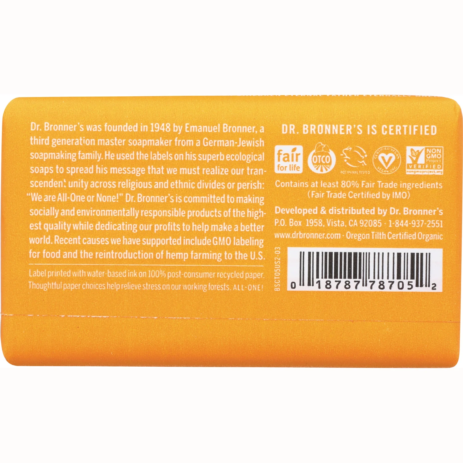 All-One Hemp Citrus Pure-Castile Bar Soap - Image 2