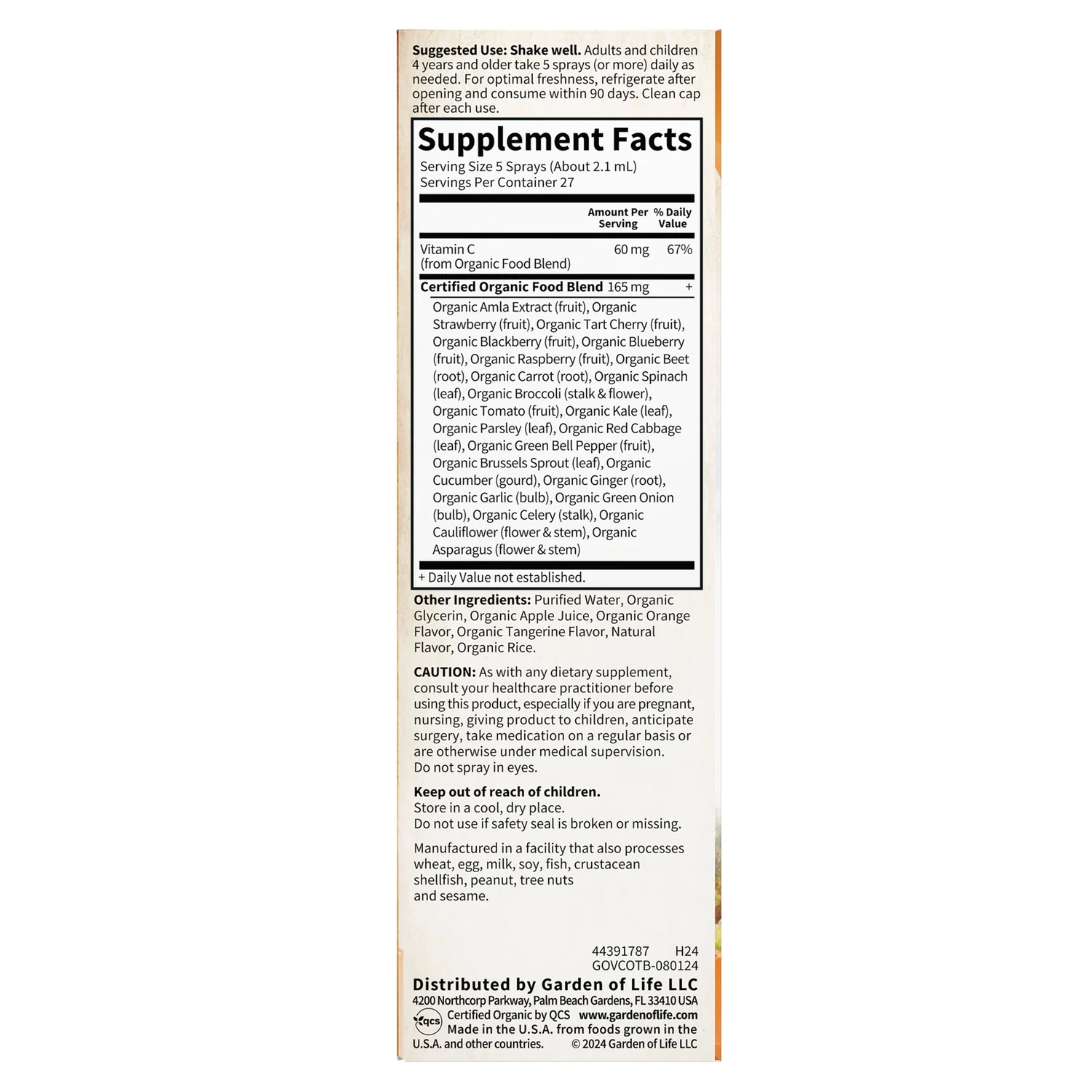 Organics Vitamin C Organic Spray - Orange-Tangerine - Image 2
