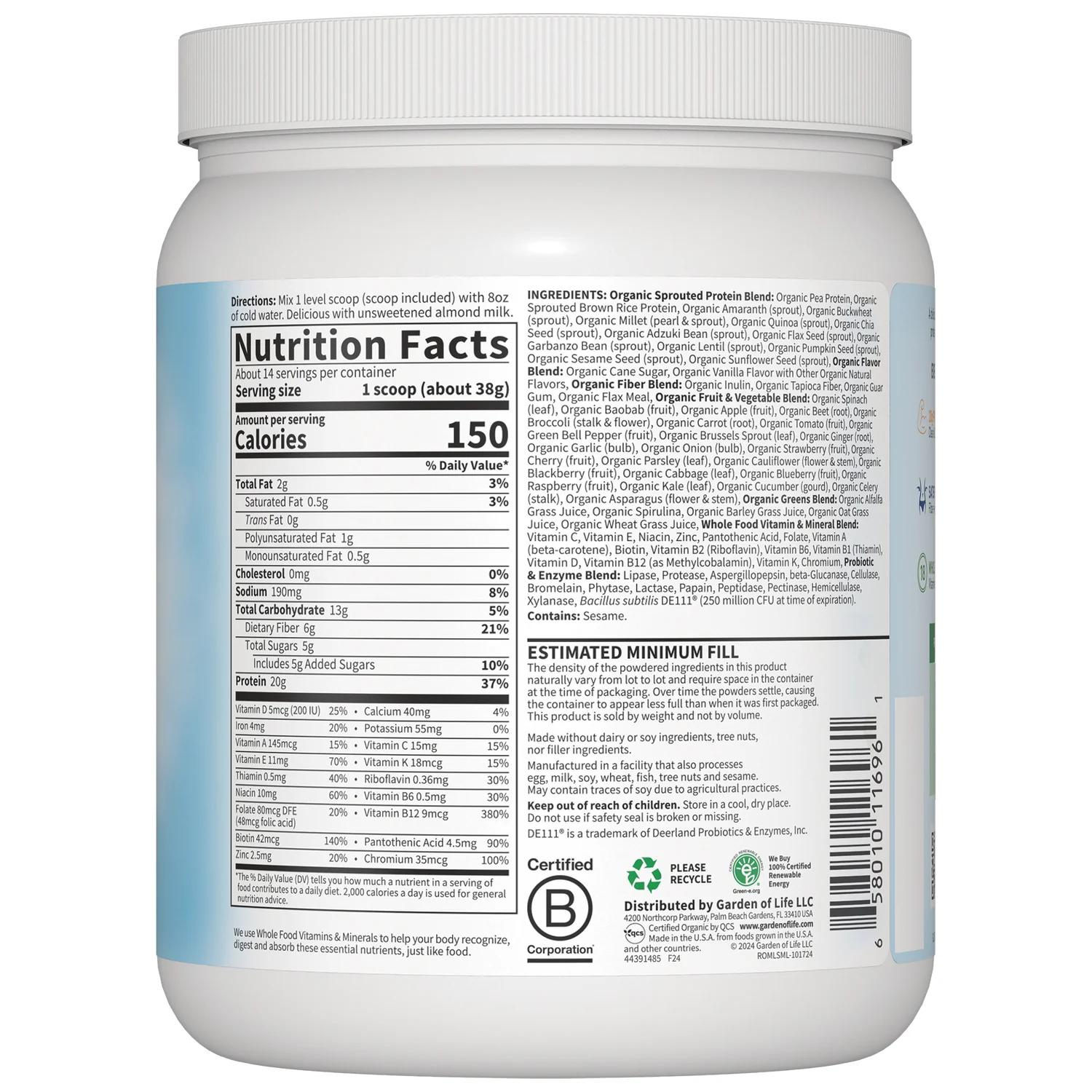 Raw Organic Meal Replacement Shake - Lightly Sweet - Image 2