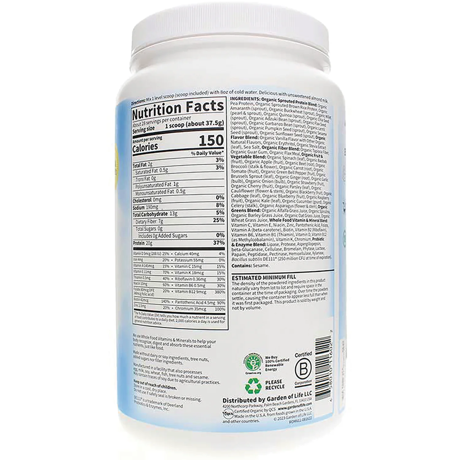 Raw Organic Meal Plant-Based - Vanilla - Image 2