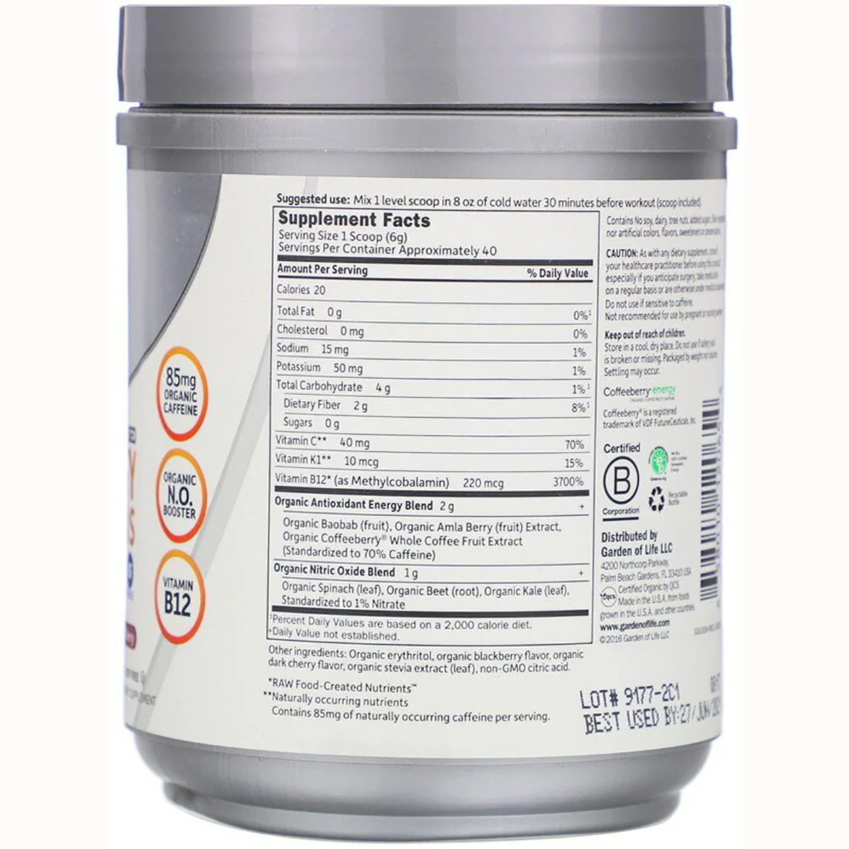 SPORT Organic Plant-Based Energy + Focus - Blackberry Cherry - Image 2