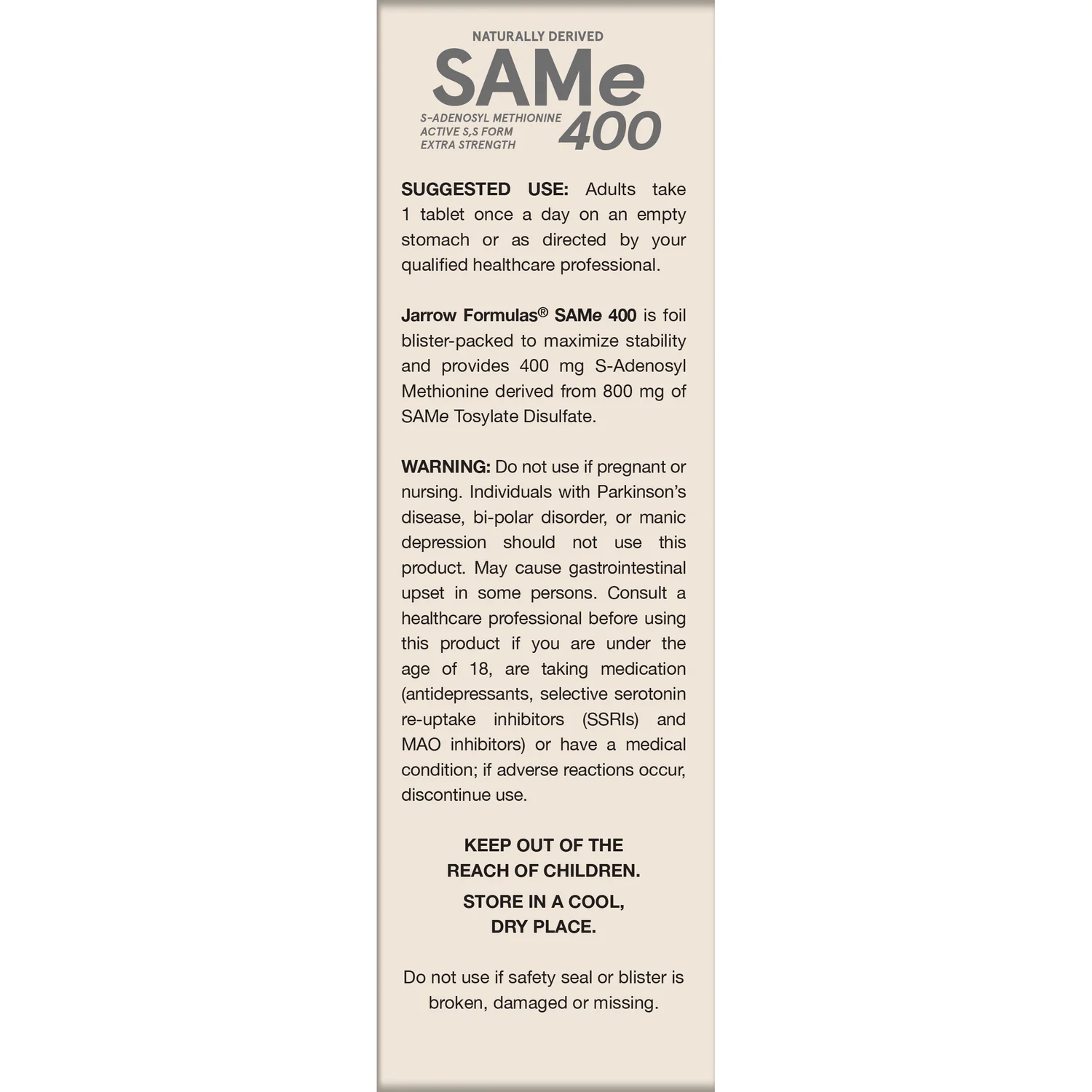 Vegan Naturally Derived SAMe 400 Extra Strength - Image 3