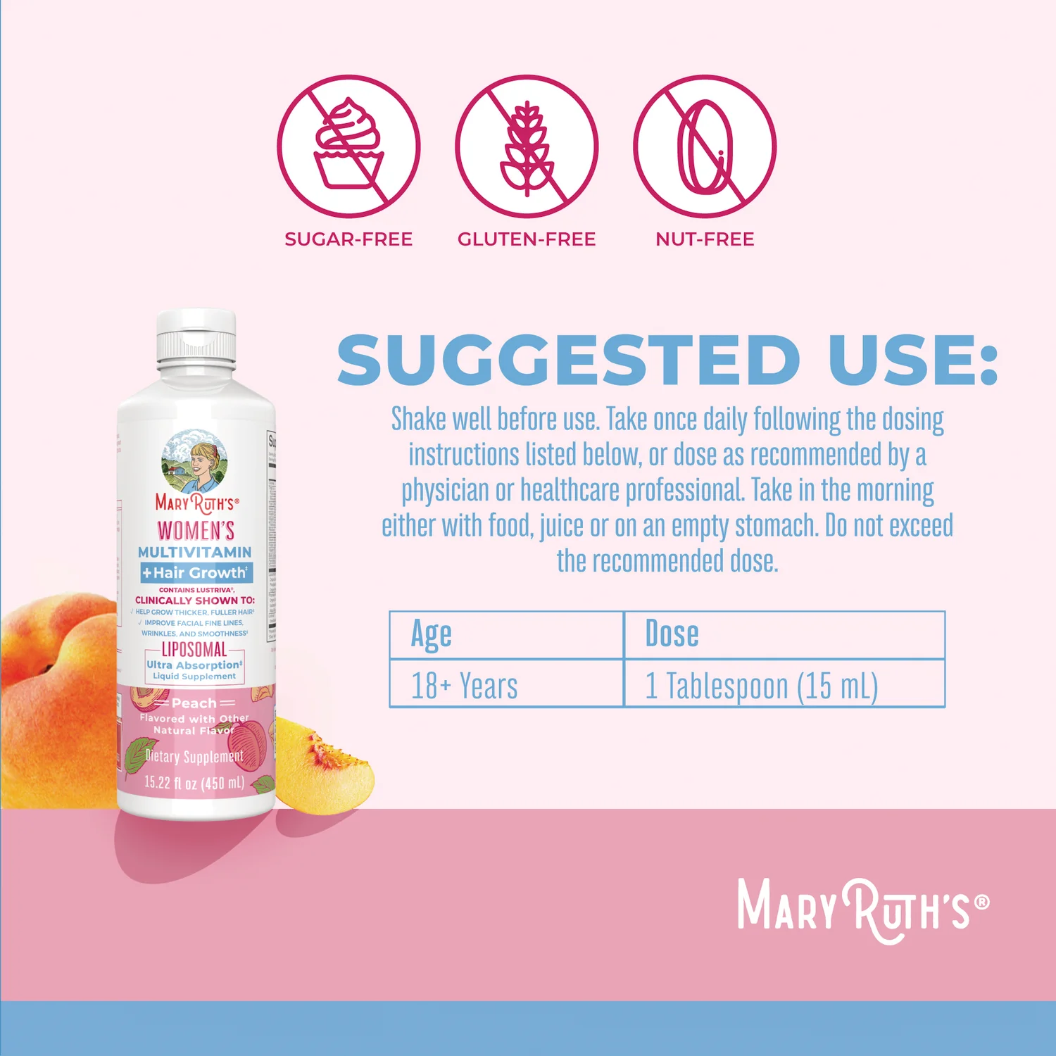 Women's Multivitamin + Hair Growth Liposomal - Peach - Image 3