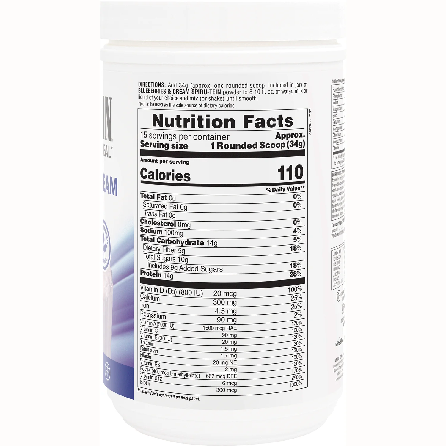 Spiru-Tein Protein Powder Meal - Blueberries & Cream - Image 2