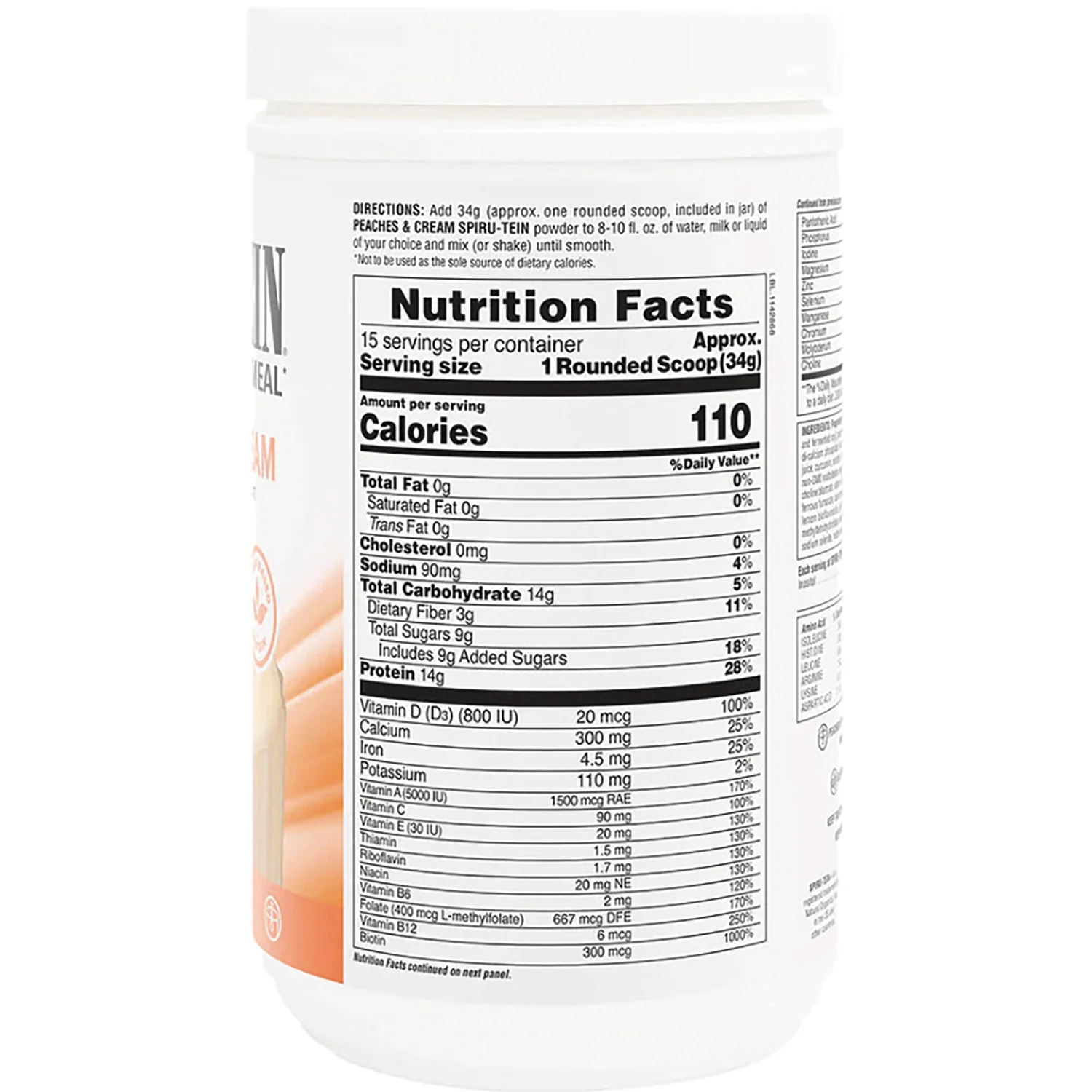 Spiru-Tein Protein Powder Meal - Peaches & Cream - Image 2