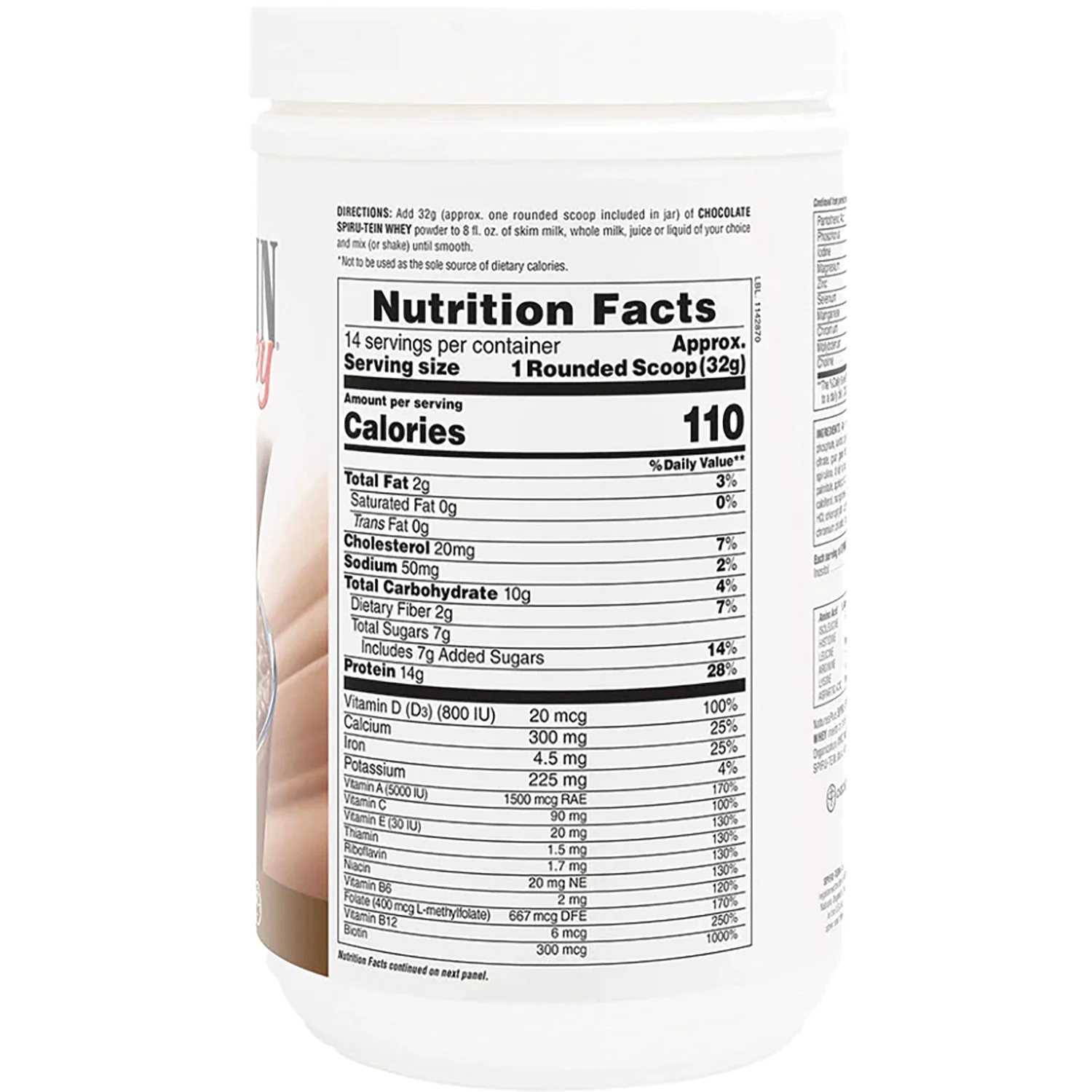 Spiru-Tein Whey Protein Powder Meal - Chocolate - Image 2
