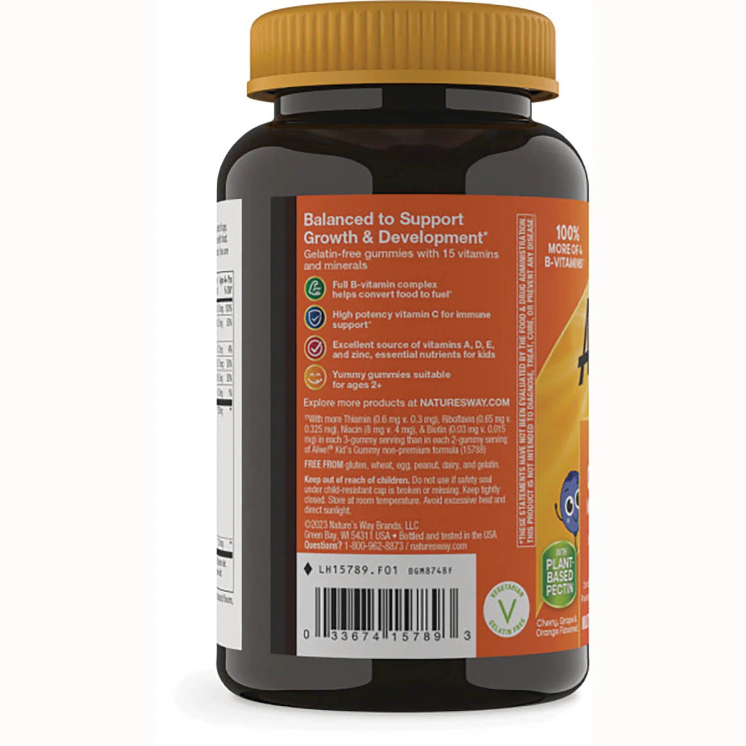 Alive! Kids Premium Gummy Multivitamin - Cherry, Grape, Orange - Image 3