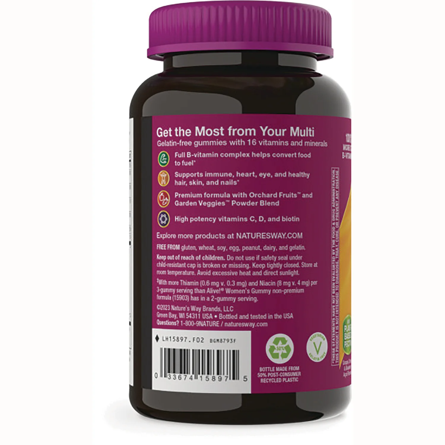 Alive! Women's Gummy Multivitamin - Grape, Cherry & Blueberry - Image 3