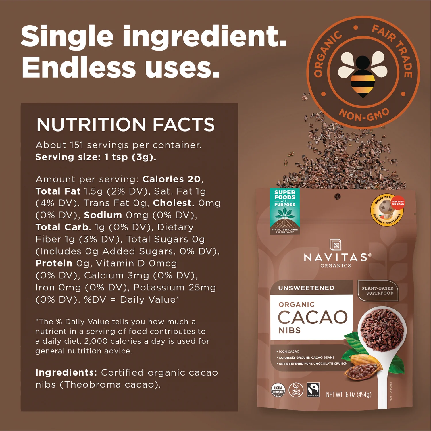Organic Cacao Nibs - Unsweetened - Image 3