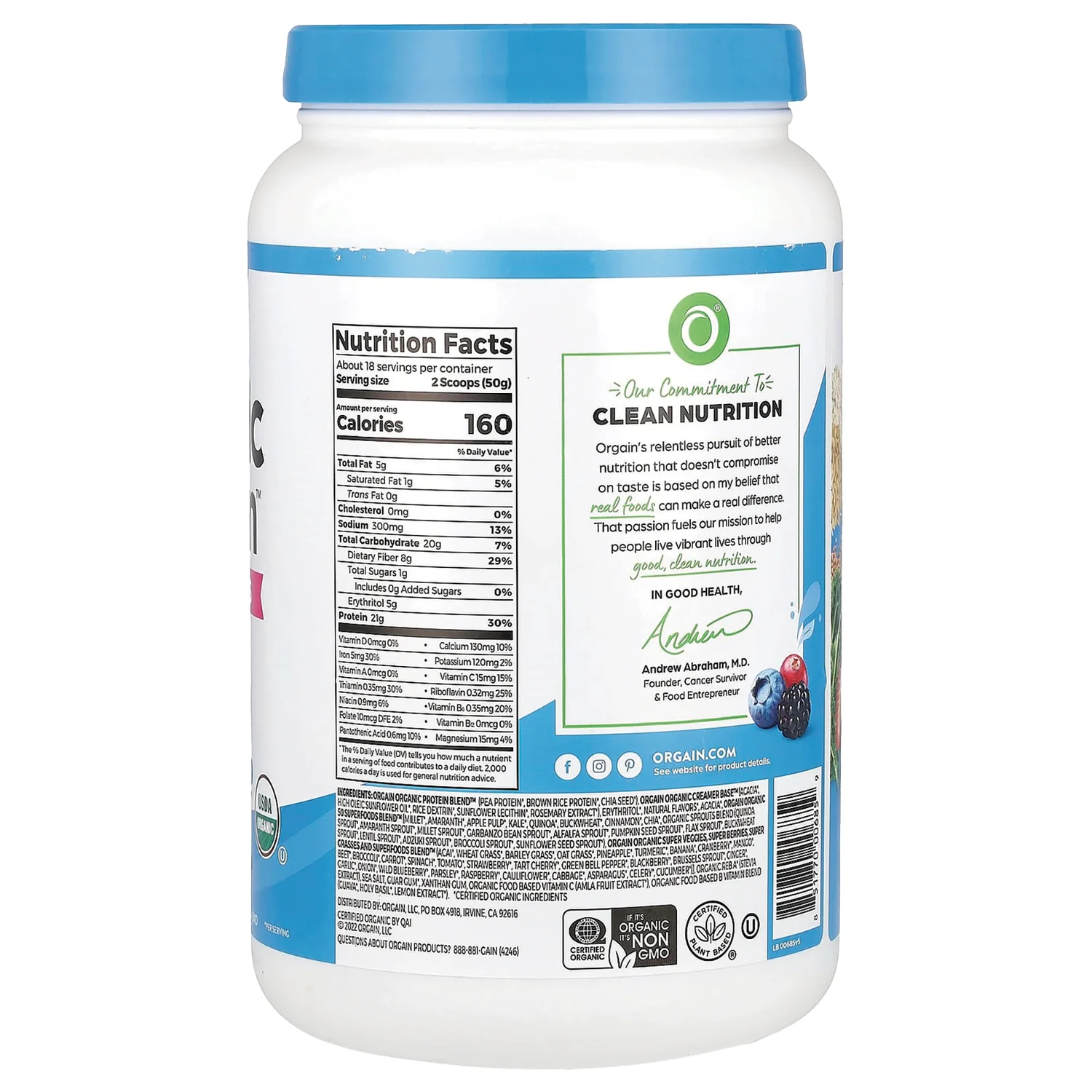 Organic Protein + 50 Superfoods Protein Powder - Vanilla Bean - Image 2