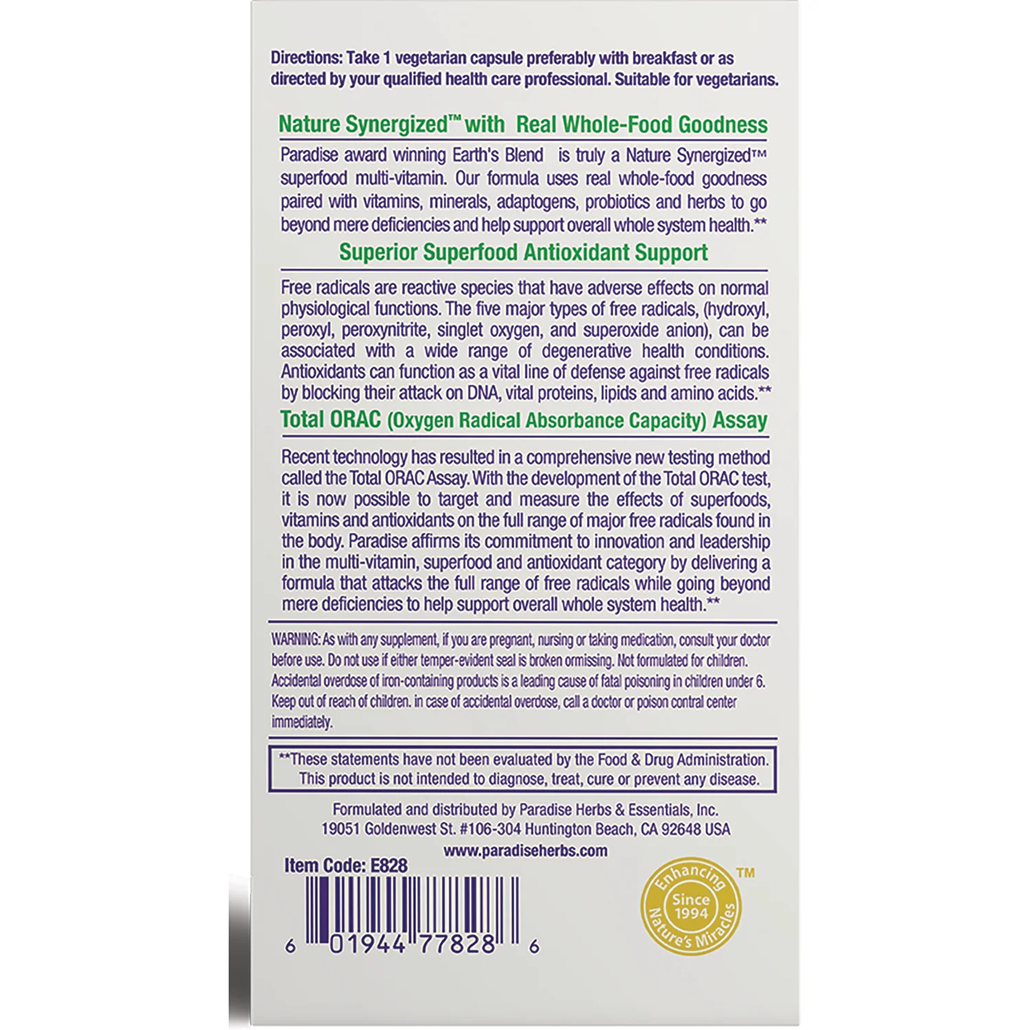 Earth's Blend One Daily Superfood Multivitamin with Iron - Image 4