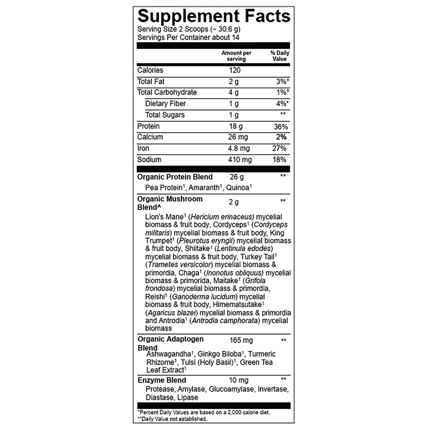 Organic Mushrooms + Protein - Creamy Vanilla Bean - Image 2