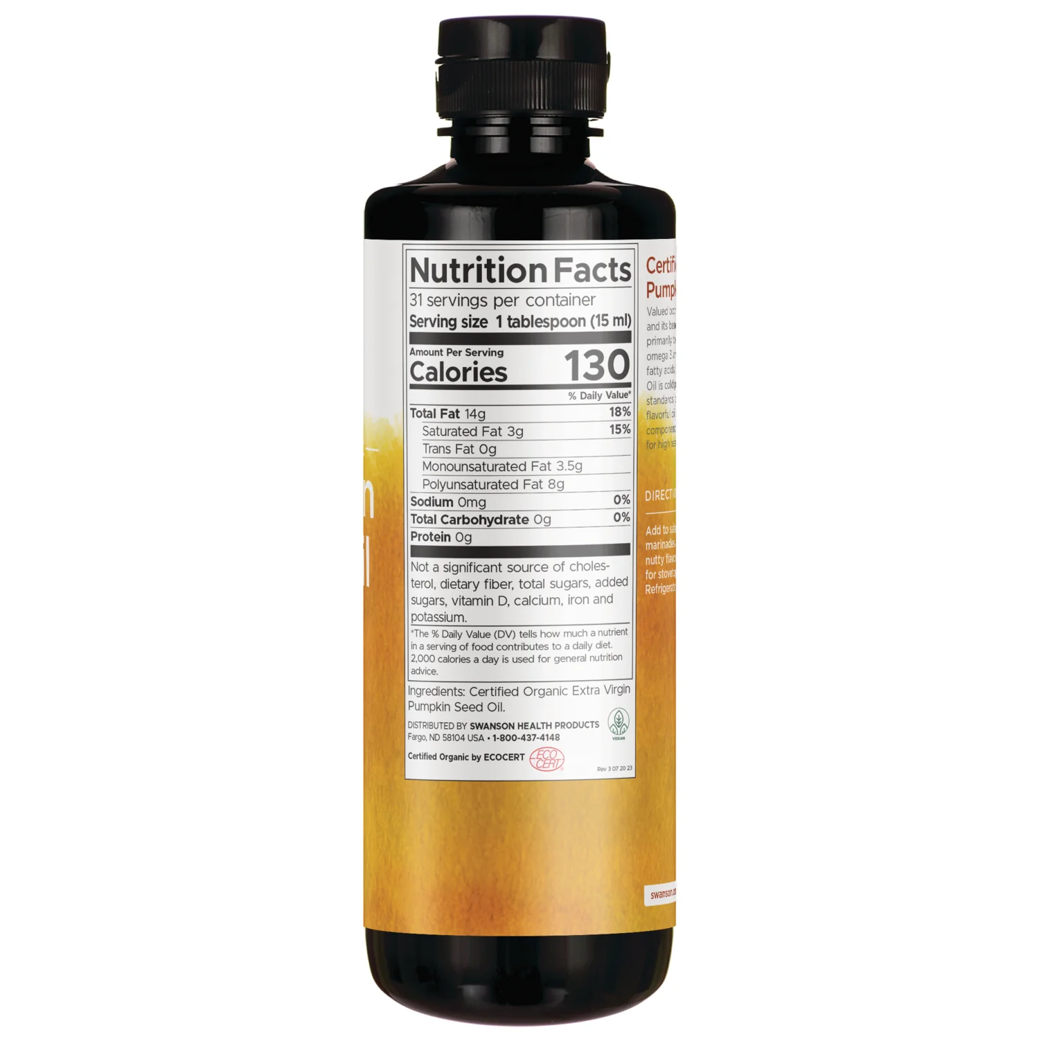 Certified Organic Pumpkin Seed Oil - Cold Pressed - Image 2