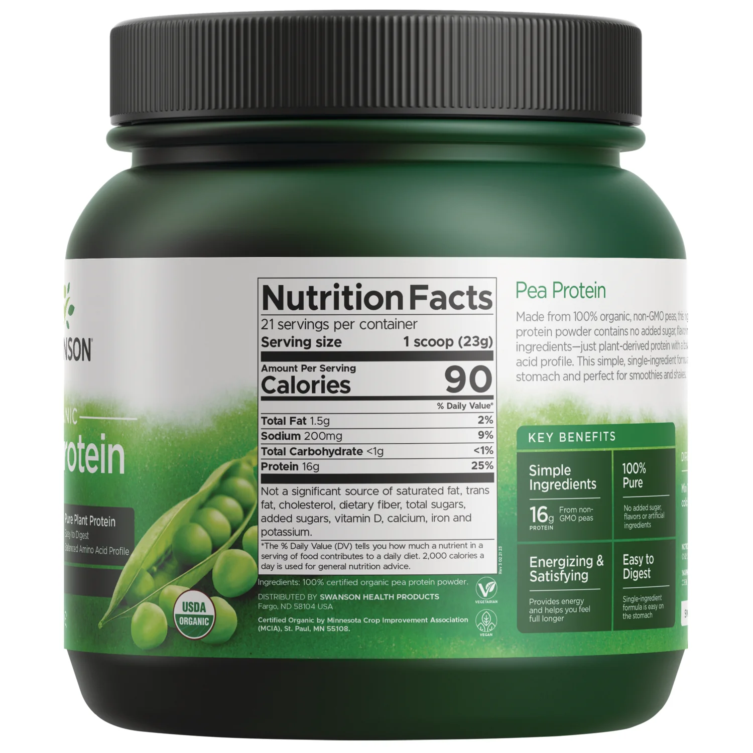 100% Organic Pea Protein Powder - Non-GMO Unflavored - Image 2
