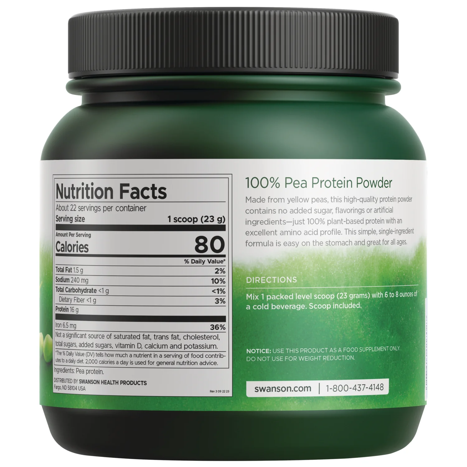100% Pea Protein Powder - Unflavored - Image 2