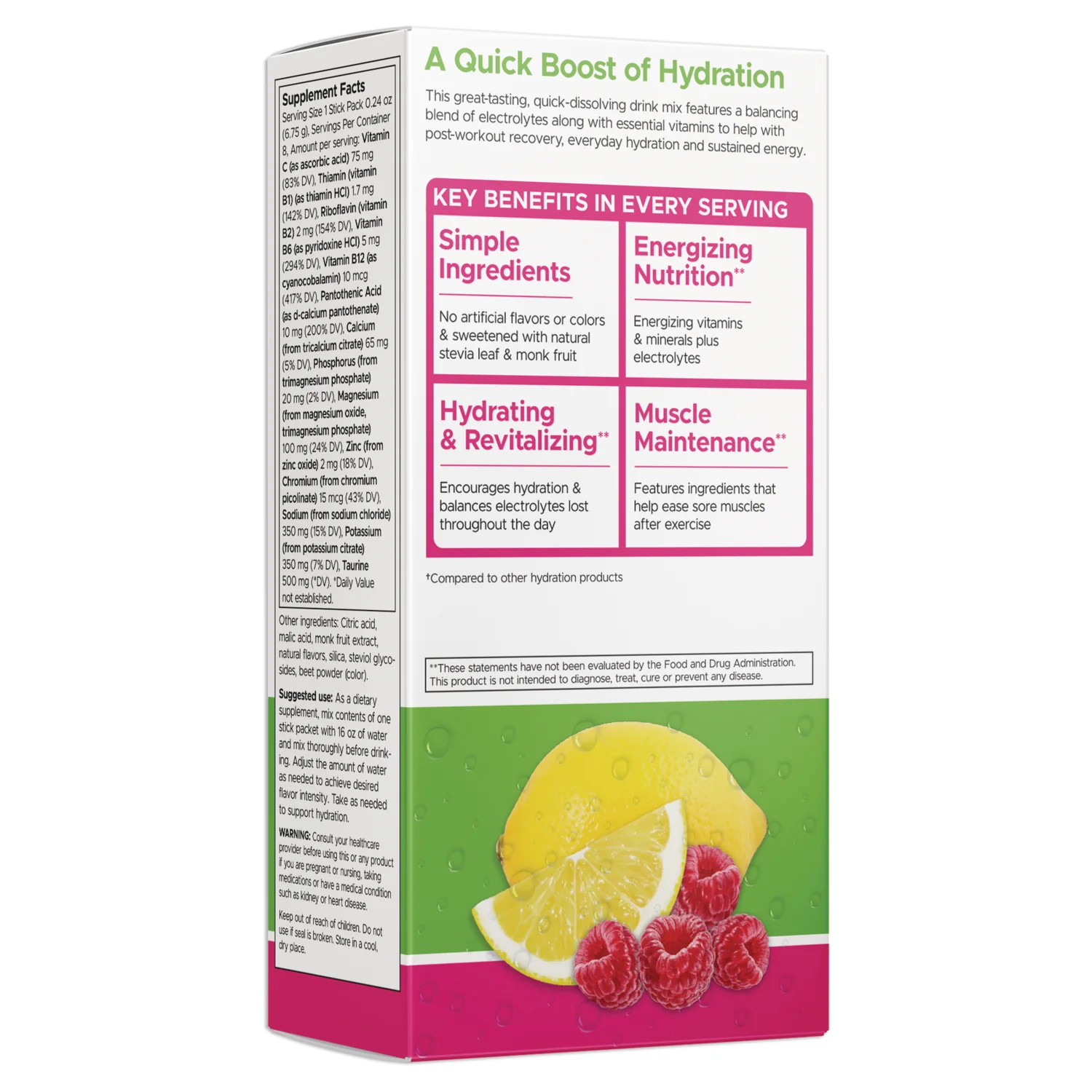 Simply Hydrate Electrolyte Hydration Mix - Raspberry Lemonade - Image 2