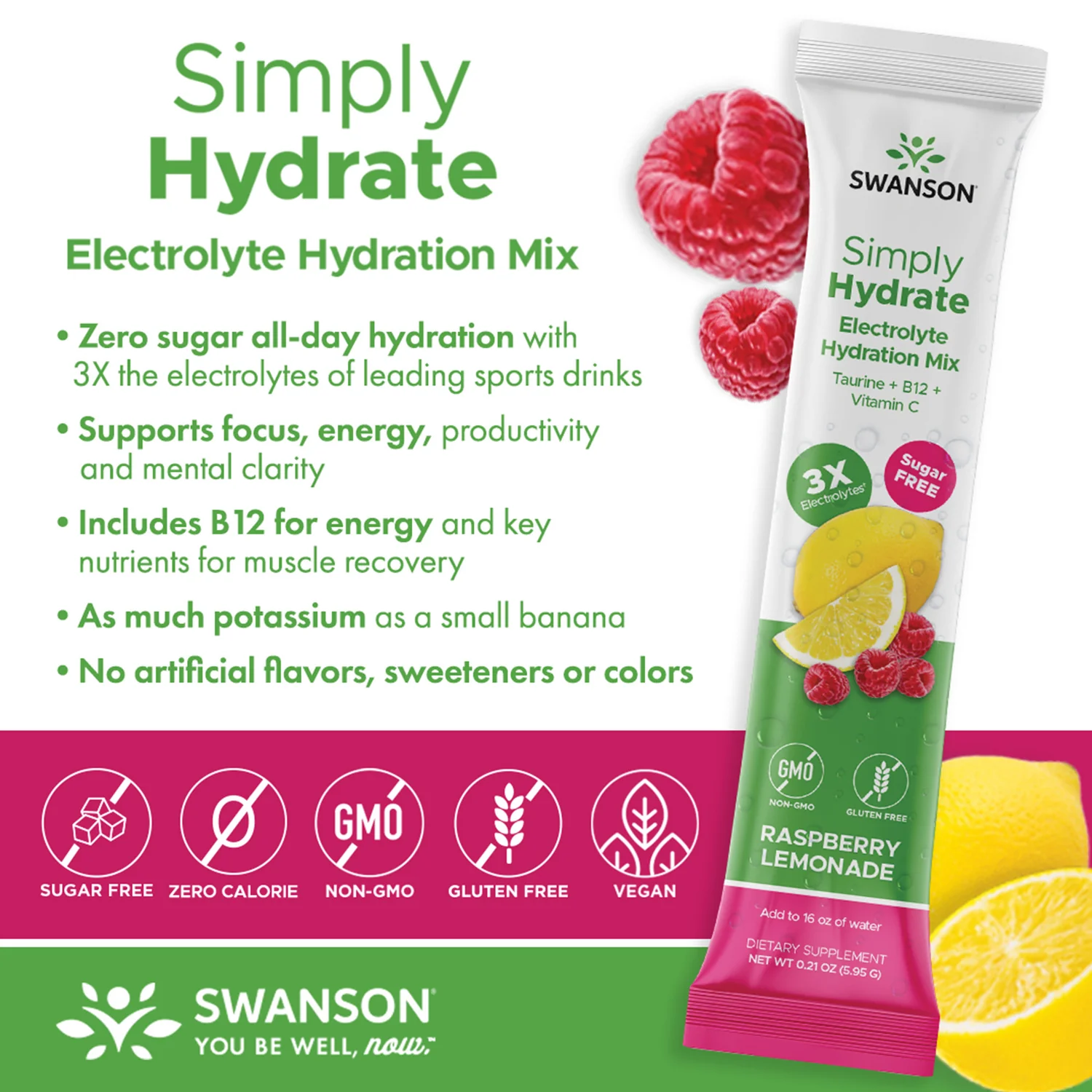 Simply Hydrate Electrolyte Hydration Mix - Raspberry Lemonade - Image 4