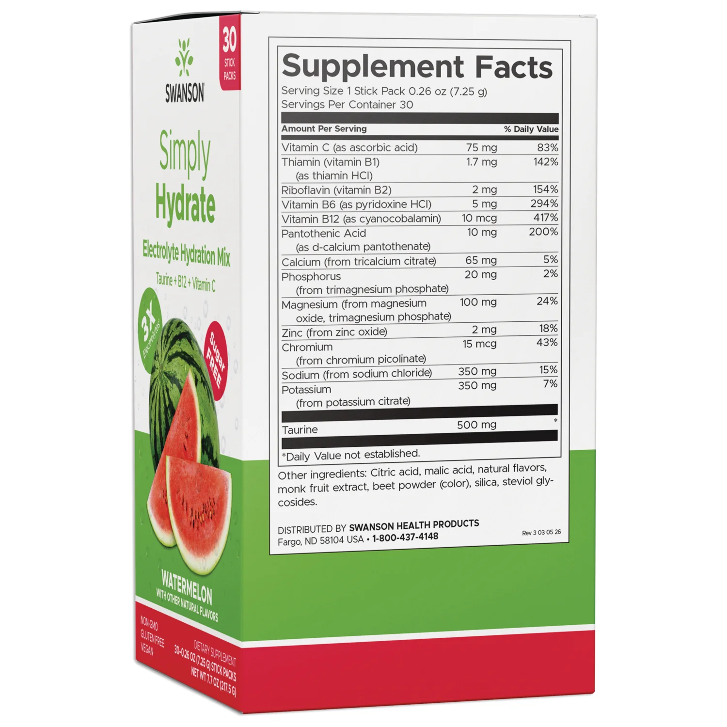 Simply Hydrate Electrolyte Hydration Mix - Watermelon - Image 2