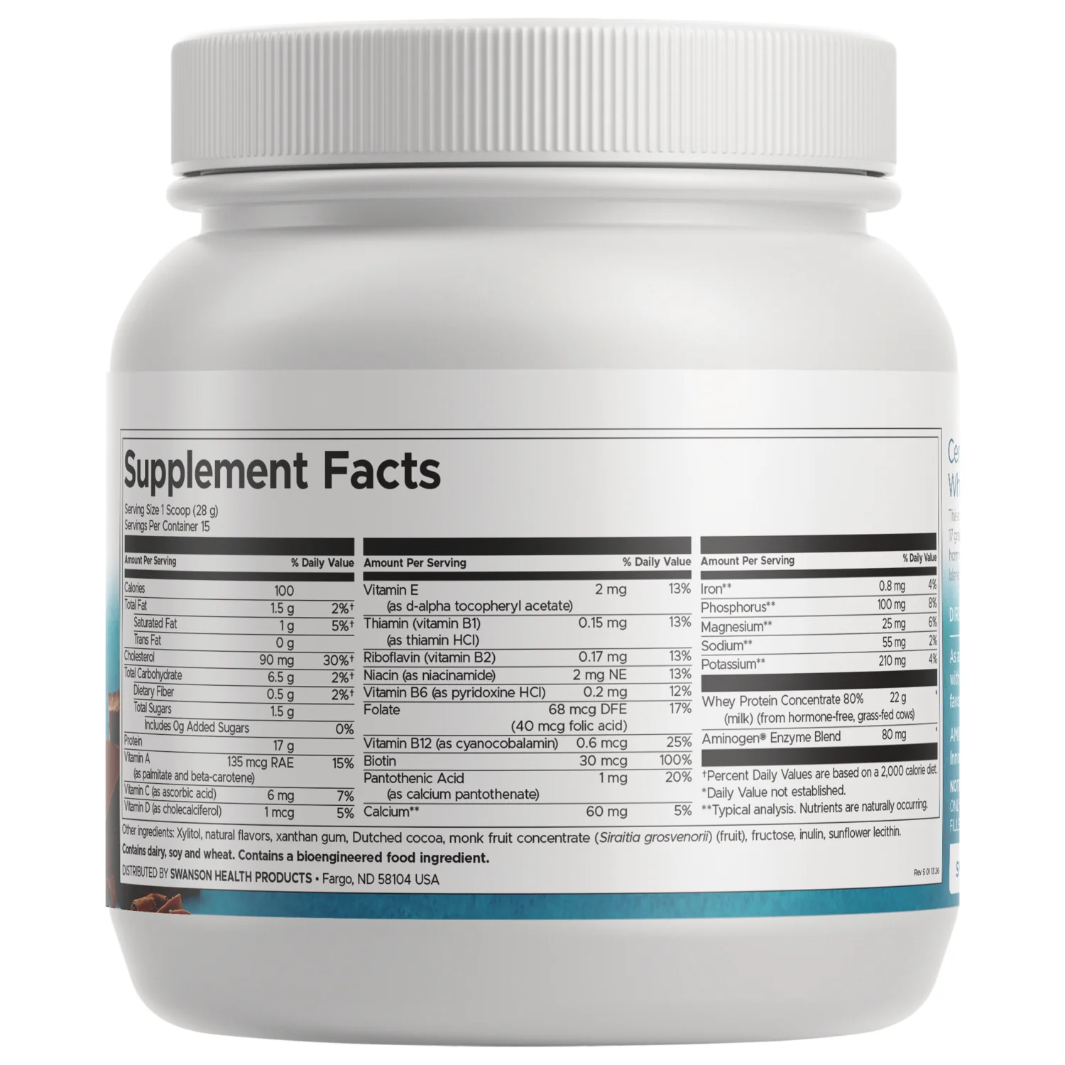 Certified rBGH-Free Grass-Fed Whey Protein Powder- Chocolate - Image 2