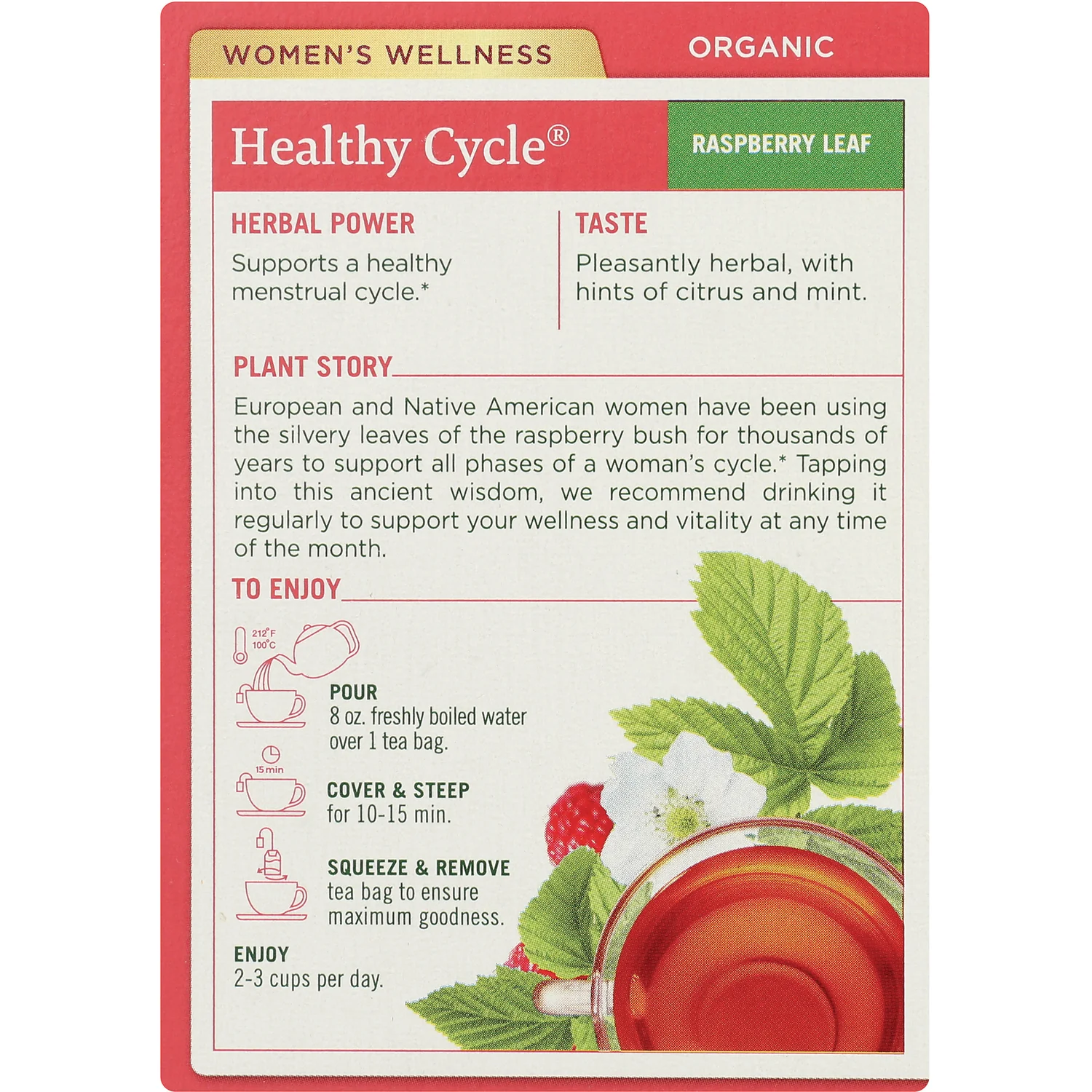 Organic Healthy Cycle Tea - Raspberry Leaf - Image 3