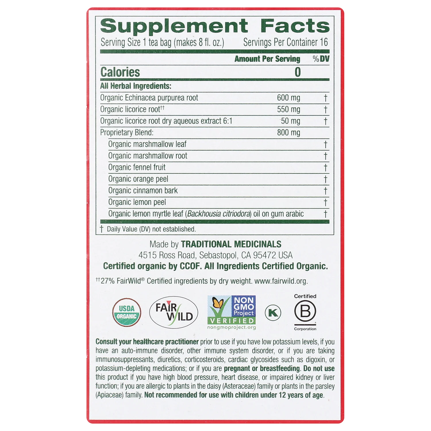Organic Throat Coat Tea - Lemon Echinacea - Image 2