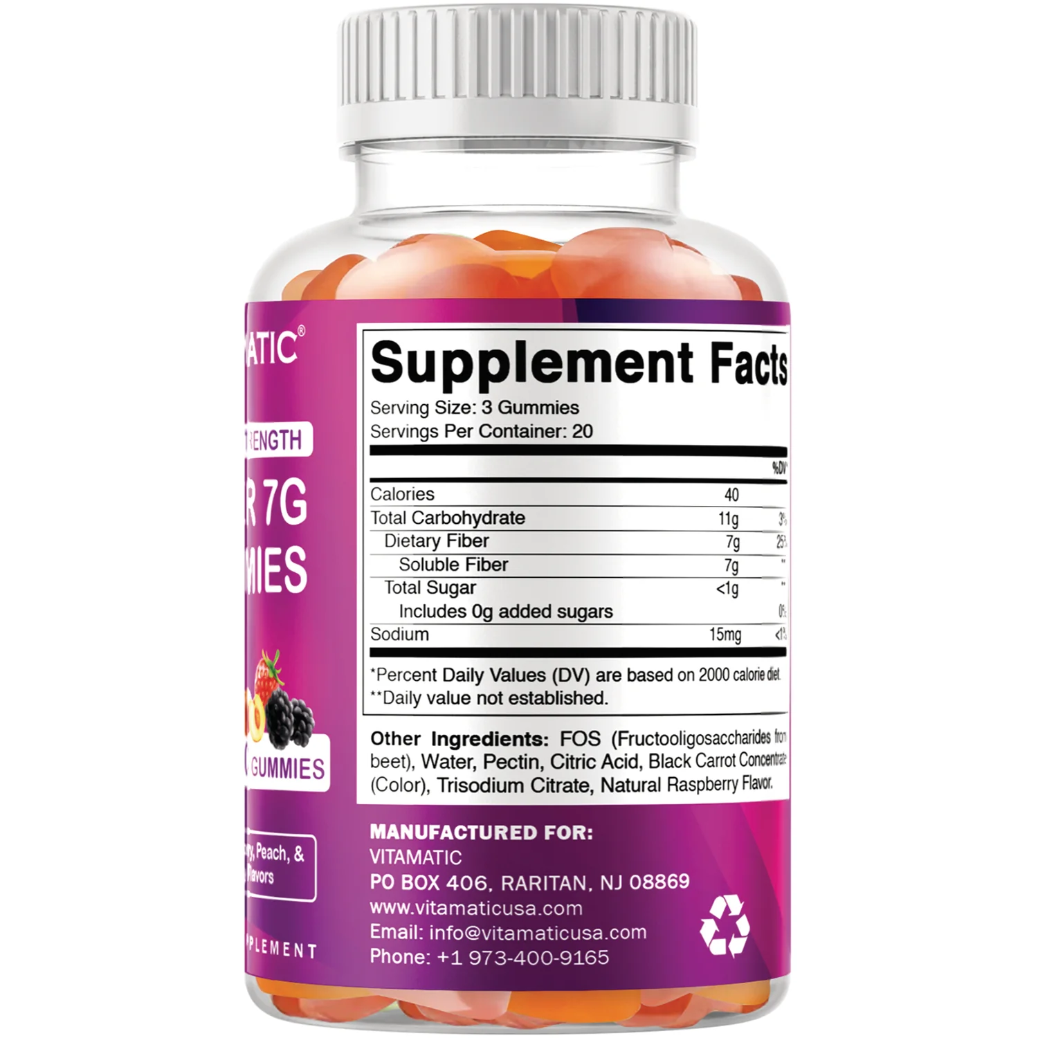 Extra Strength Fiber 7G Gummies - Blackberry, Peach & Strawberry - Image 2
